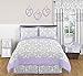 Sweet Jojo Designs 2-Piece Lavender, Gray and White Damask Print Elizabeth Girls Window Treatment Panels