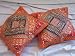 2 INDIAN SARI ORANGE TOSS THROW PILLOWS CUSHIONS COVERS