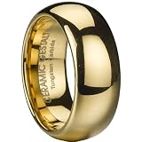 Gold Tungsten Ring. 8mm width. Domed & Polished. Timeless wedding band design. (avail. Sizes 5 to 14)