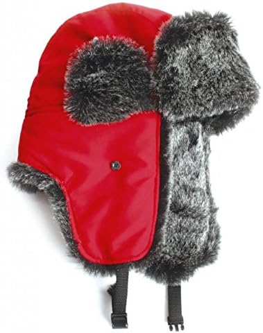 Faux Fur Aviator Trooper Trapper Hat (Red One Size)