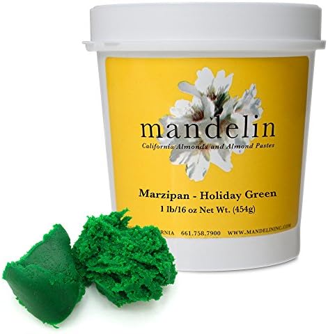 Mandelin Holiday Green Marzipan Modeling Paste, 33% Almonds, 67% Sugar (Holiday Green, 1 lb)