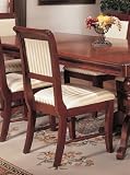 2 Cherry Finish Louis Phillipe Wood Dining Side Chairs w/Padded Seats