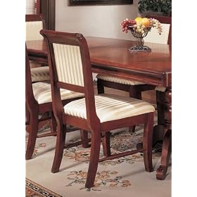 2 Cherry Finish Louis Phillipe Wood Dining Side Chairs w Padded Seats by visiondecor Furniture