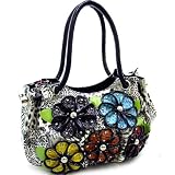 Designer Inspired Multi Colored Flower Decorated Leapord Print Shoulder Handbag Selet a Color