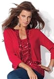 Roamans Plus Size Sequin Trim Bolero by Denim 24/7