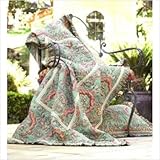 French Twin Quilt in Green and Salmon