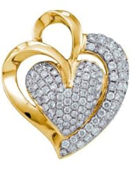 1 cttw 14k Yellow Gold Heart Pendant Diamond Heart Pendant (Real Diamonds: 1 cttw)
