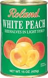 Roland White Peaches Halves in Syrup, 15-Ounce Can (Pack of 12)