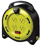 Stanley 33958 4-Outlet 20-Foot Grounded All-Weather Outdoor Power Cord, Black Cord/Yellow Case