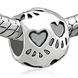 Dog Paw Print Bead - Pandora Bead Charm Bracelet Compatible