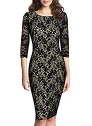 Polyester/Rayon/Spandex Striped Print Floral Print Scoop Neck Lace Vintage  Cocktail Knee Length  Ball Gown Bodycon Dress/Evening Dress/Midi Dress 