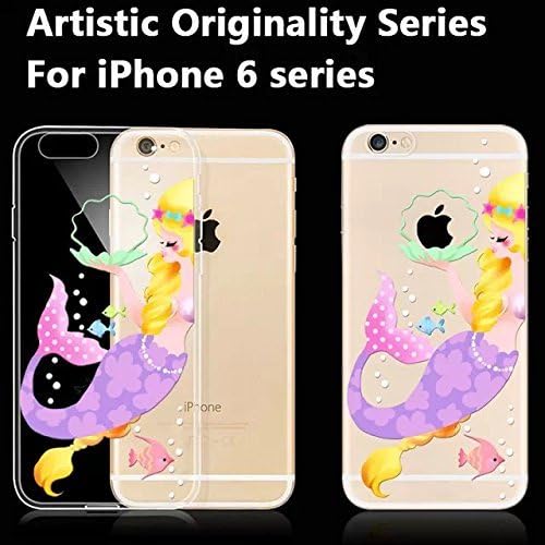 Godigi 2015 New Design Pettern Soft Flexible Extremely Thin Gel TPU Transparent Skin Case for iPhone 6 iPhone 6 Plus (mermaid 4.7inch)