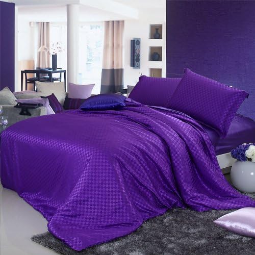 DIAIDI Home Textile,Silk Satin Bedding Set,Fitted Sheet,Luxury Bedding Set,Queen,4Pcs