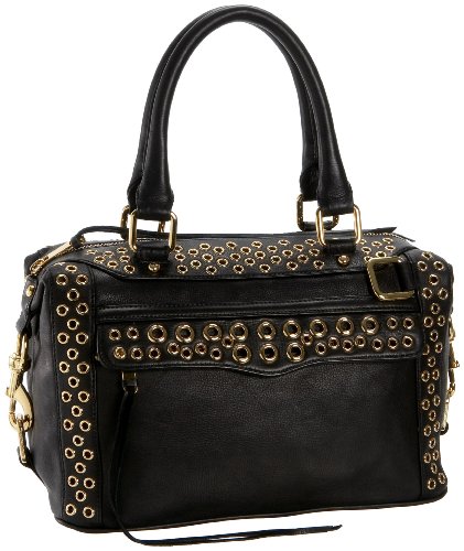 Rebecca Minkoff Eyelet MAB Handbag - mini satchel, black leather