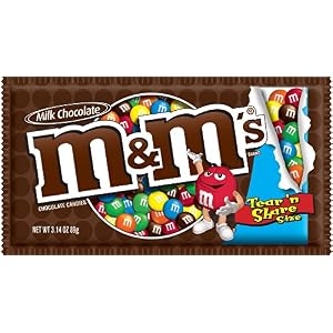 M&M’s Milk Chocolate Candy, 3.14-Ounce Packages (Pack of 24)