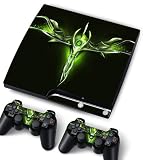 Bundle Monster Vinyl Skin Sticker For PlayStation PS3 S SLIM Game Console - Cover Protector Art Decal - Green Dagger