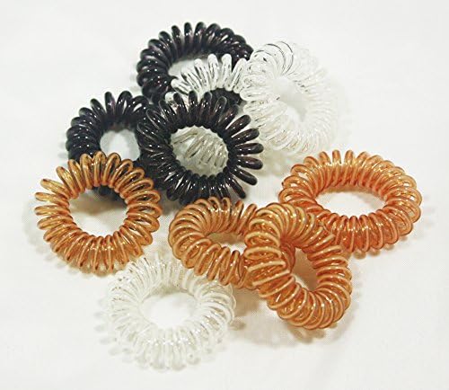 Noonies 10 Pcs Assorted Color Small Clear White Stripe Square Rubber Swirl Hair Ties with round edges