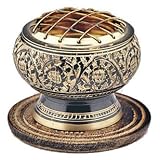 Small Decorated Brass Charcoal Screen Incense Burner