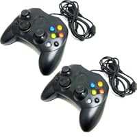 Two Black Xbox Controllers