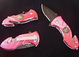 Spring Assisted Firefighter Rescue Tool Red Pocket Knife with Seat Belt Cutter + Glass... by Hanzo Steel