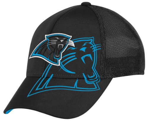 NFL Men's Carolina Panthers End Zone Structured Flex Hat - Tw86Z (Black, Large/X-Large)
