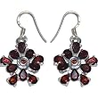 Garnet Drop-earrings Sterling Silver Jewelry 1.5 Inches