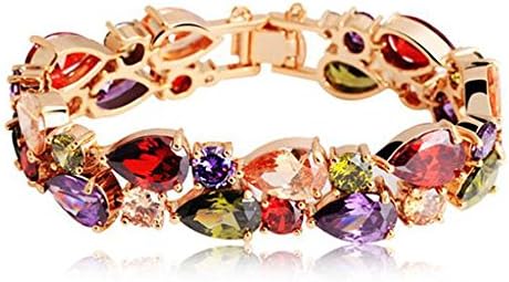 WideJade 18K Rose Gold Plated Mona Lisa Zircon Bracelet for Women Multicolor CZ Stones