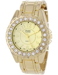 Golden Classic Womens 2284_gold "Times Up" Rhinestone Accented Gold-Tone Watch