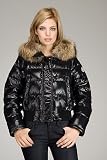 Moncler Albertina Bubble Black Bomber with Fur Trim