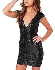 Sexy Backless Sequined Embroidered Striped Print Sleeveless  Dress