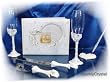 Wedding Guest book, Toasting glasses, cake knife and pen set W123F