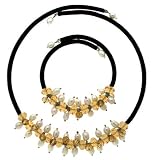 Modern Freshwater Pearl Yellow Topaz Crystal Velvet Necklace Bracelet Set Gift Bag Bucasi SALE