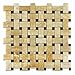 Honey Onyx Polished Basketweave Mosaic Tile w/ Black Dots - 6