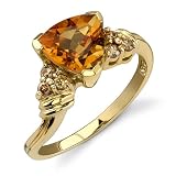 Charming and Chic 1.68 cts Trillion Cut Citrine Diamond Ring 14Kt Yellow Gold