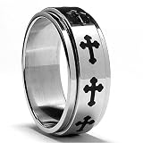 Stainless Steel Cross Spinner Ring Sizes 7 To 14