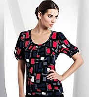 Petite Scoop Neck Abstract Print Top