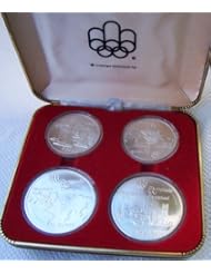 Toy: 1973 1976 Canada Montreal XXI Olympic 4 Coin 2x10 + 2x5 Dollars 925 Silber - With Case
