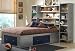 Universal Storage Platform Bed With Bookcase And Storage, SILVER/NAVY, FULL