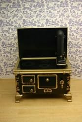 Miniature German Black Tile Tin Stove by J. Shopper