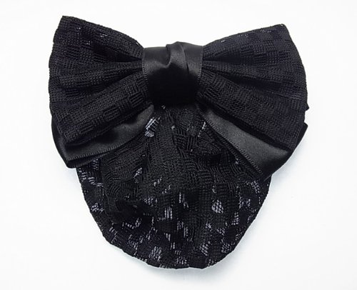 美人髪 リボン バレッタ（ネット付） レースの編み模様