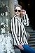 Moxeay Beetlejuice Costume Black and White Striped Blazer Button Down Striped Jacket Cosplay Costume (S, Black&White Striped)