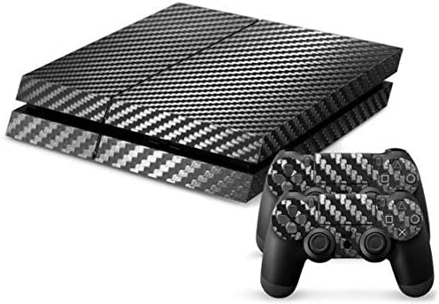 M Skin Black Carbon Fiber Vinyl Decal Sticker Skin for Playstation 4 PS4 Console+Controller
