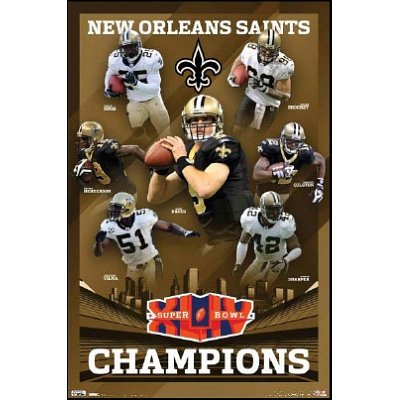 New Orleans Saints Poster Super Bowl Champs Xliv 4866 Poster Print, 22x34 Poster Print, 22x34 Poster Print, 22x34