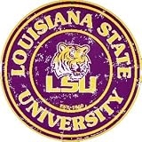 LSU Tigers 12 Inch Embossed Metal Nostalgia Circular Sign