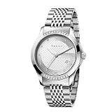 Gucci Men`s YA126407 G Timeless Medium Diamond Silver Dial Steel Watch