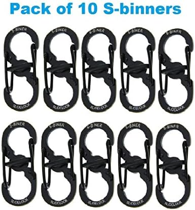 Stainless Steel S Shape Carabinner Key Chain Lock Smart (BLACK PACK OF 10)
