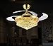 COLORLED Modern Crystal Gold Ceiling Fan Light Kit for Living Room Bedroom Telescopic Fan Chandeliers Lighting Fixture (Gold)