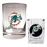 NFL Miami Dolphins Rocks Glass & Shot Glass Set - Primary Logo