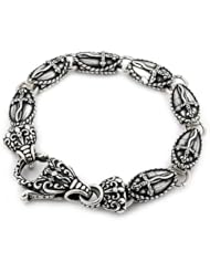 Twisted Blade Silver Large Oval Dagger Bracelet With Fancy Clasp 8 Inches