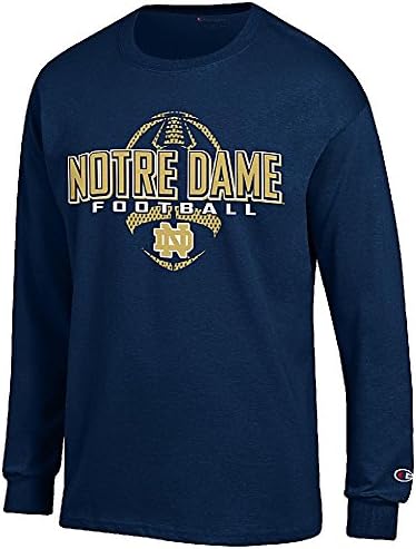 Notre Dame Fighting Irish Navy Football Long Sleeve Tee Shirt by Champion (Large)
